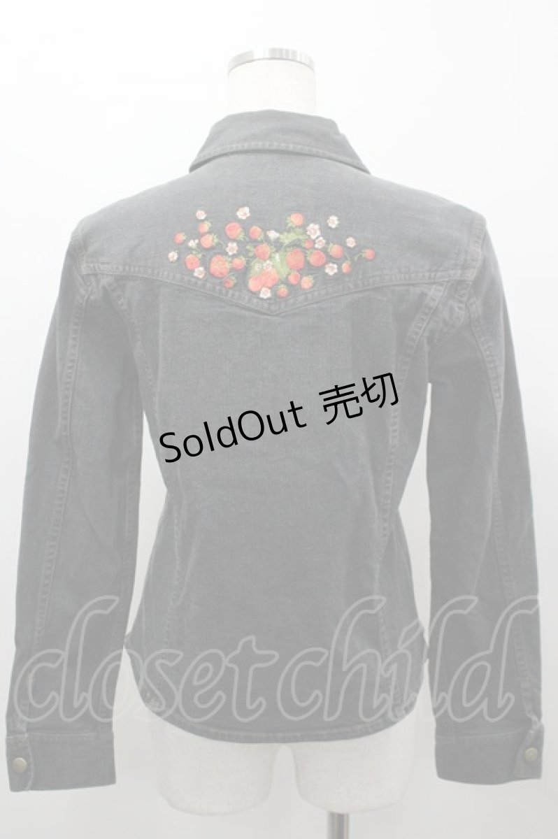 画像2: PINK HOUSE / いちご刺繍デニムジャケット  黒デニム I-26-03-16-059-LO-JA-SA-ZI (2)