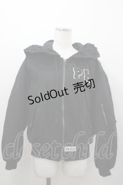 画像1: INGEBORG / カメリアキルティングフーディプルオーバー 3(サイズ9号) 黒 I-26-03-16-061-LO-TO-SA-ZI