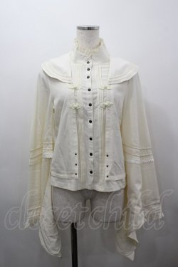 画像1: Desoro Works / チャイナスナップボタンブラウス  生成り I-26-03-16-007-GO-BL-SA-ZI