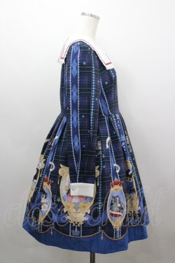 画像4: MiKi（海外ロリータブランド） / フクロウ額縁チェックセーラー襟ワンピース  青Ｘチェック I-26-03-16-065-LO-OP-SA-ZI