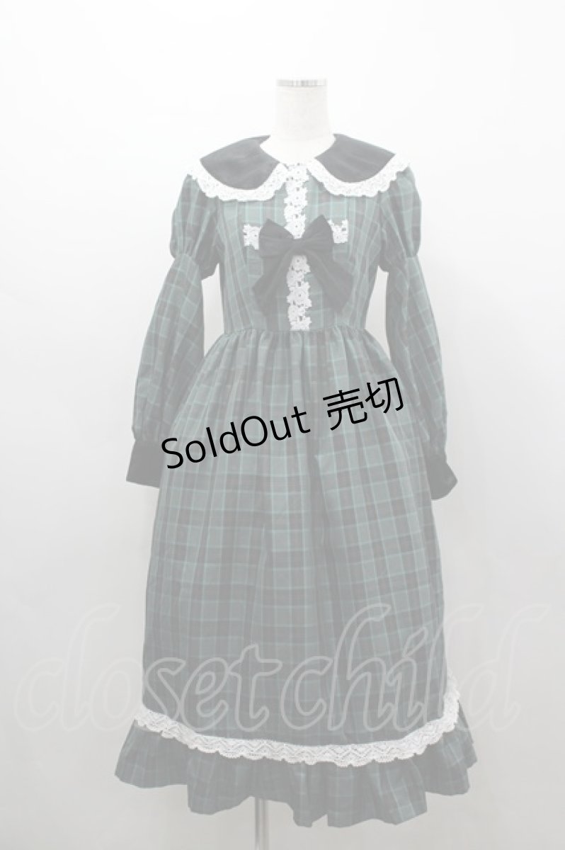 画像1: Eri Aino's collaboration / シャーロットの水曜日 ワンピース S グリーンチェック I-26-03-16-068-PU-TO-SA-ZI (1)