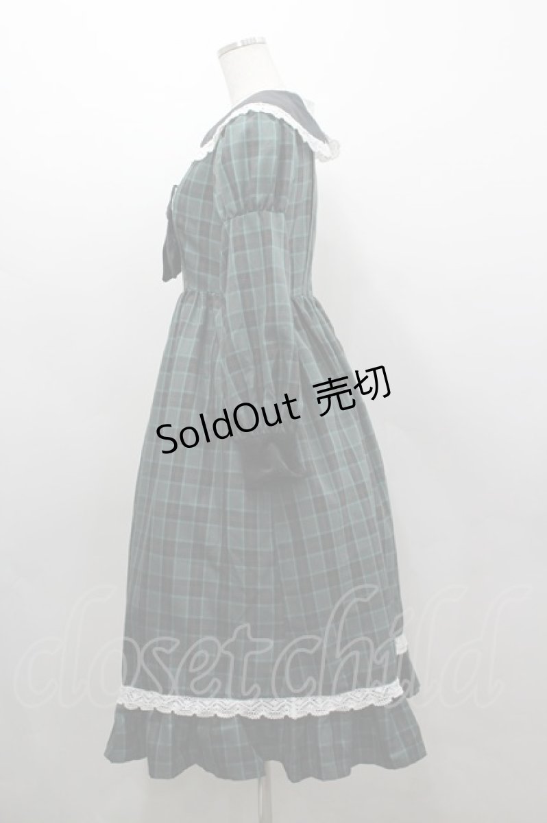 画像2: Eri Aino's collaboration / シャーロットの水曜日 ワンピース S グリーンチェック I-26-03-16-068-PU-TO-SA-ZI (2)