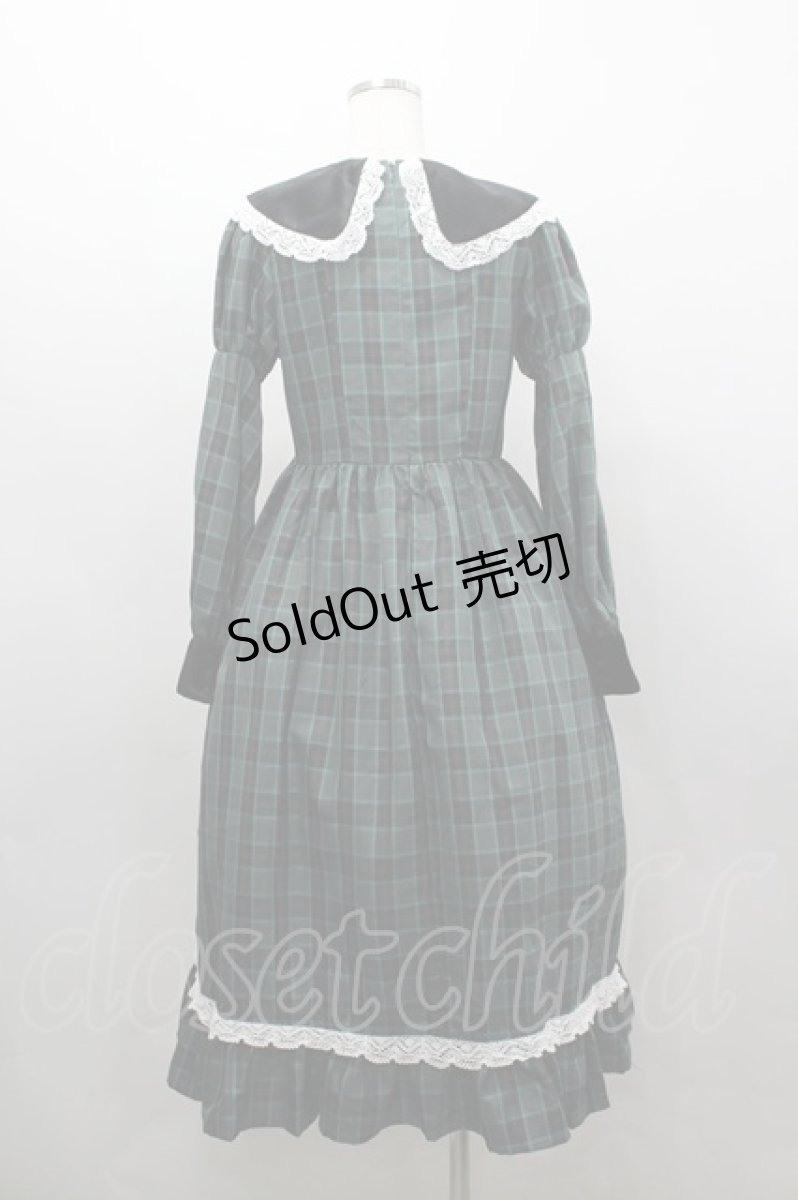 画像3: Eri Aino's collaboration / シャーロットの水曜日 ワンピース S グリーンチェック I-26-03-16-068-PU-TO-SA-ZI (3)