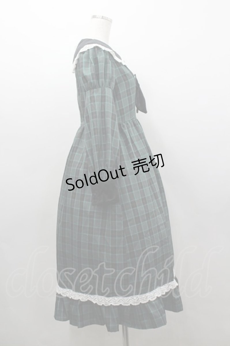 画像4: Eri Aino's collaboration / シャーロットの水曜日 ワンピース S グリーンチェック I-26-03-16-068-PU-TO-SA-ZI (4)