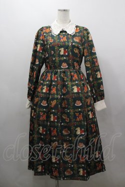 画像1: axes femme kawaii / 森のケーキ屋さん柄ワンピース M グリーン I-26-03-16-072-AX-OP-SA-ZI