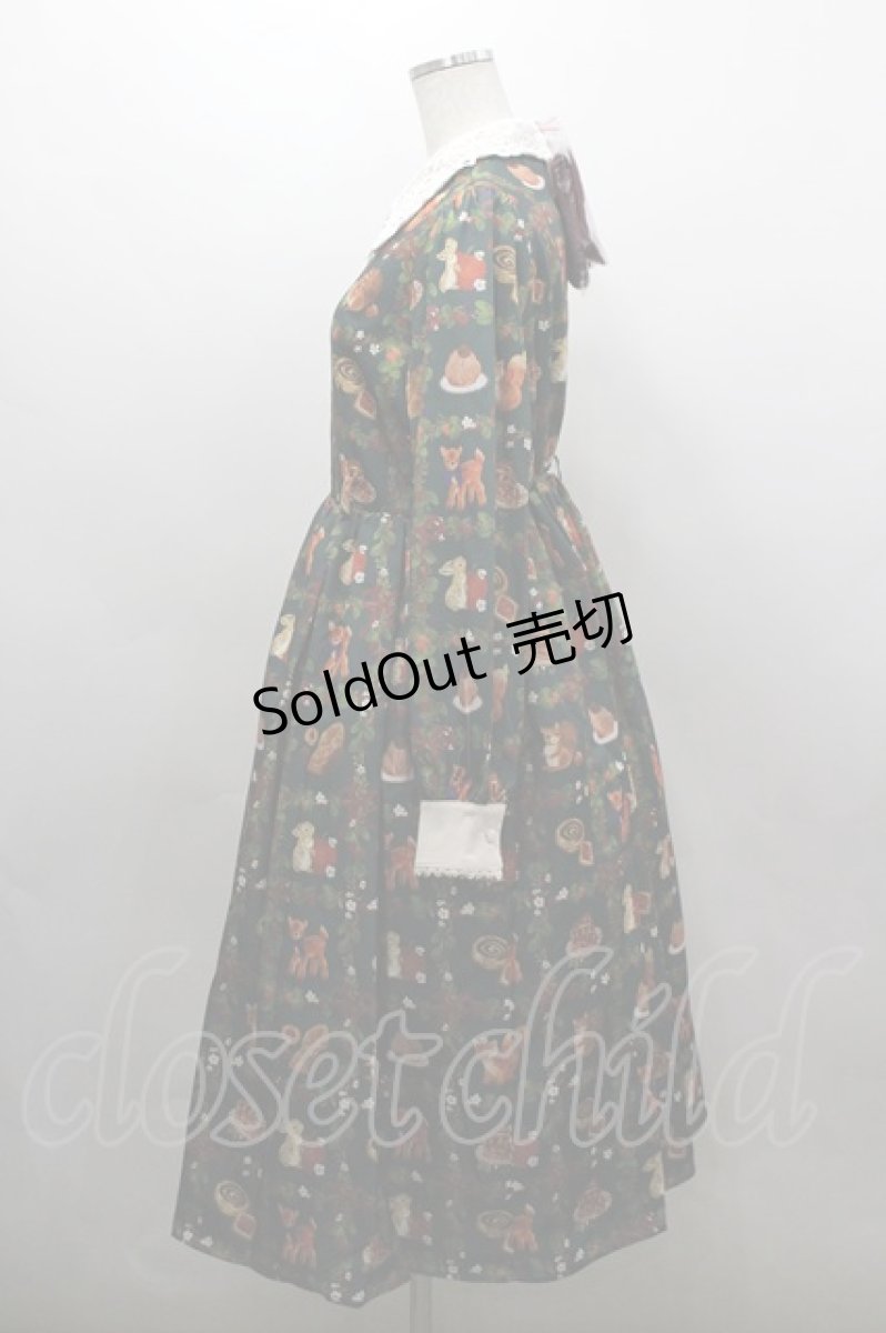 画像2: axes femme kawaii / 森のケーキ屋さん柄ワンピース M グリーン I-26-03-16-072-AX-OP-SA-ZI (2)