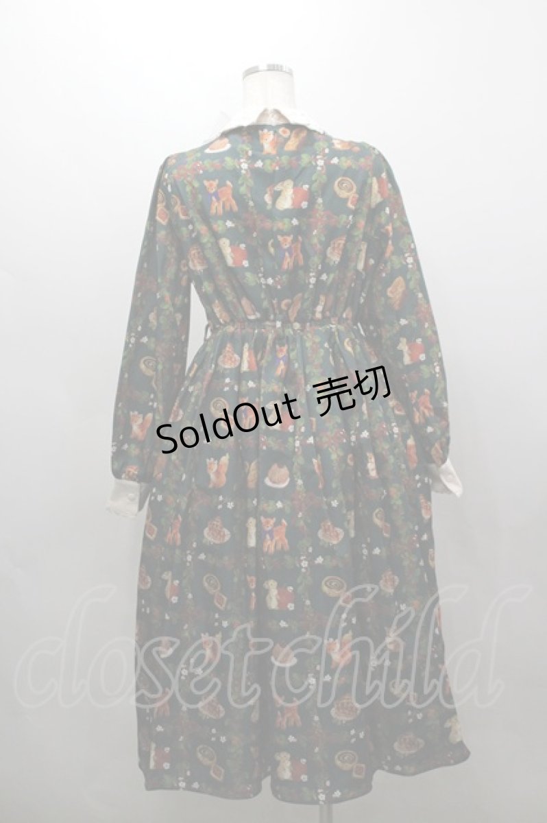 画像3: axes femme kawaii / 森のケーキ屋さん柄ワンピース M グリーン I-26-03-16-072-AX-OP-SA-ZI (3)