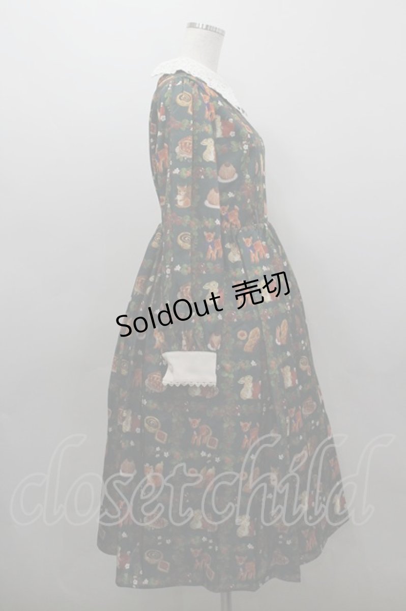 画像4: axes femme kawaii / 森のケーキ屋さん柄ワンピース M グリーン I-26-03-16-072-AX-OP-SA-ZI (4)