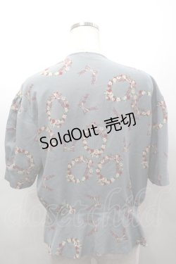 画像3: PINK HOUSE / チェックリボン&フラワーリース柄半袖ブラウス  ブルー I-26-03-16-009-LO-BL-SA-ZI