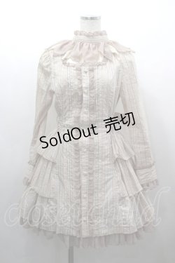 画像1: ALGONQUINS / チョーカー付きストライプ長袖ワンピース  ピンク I-26-03-16-085-AL-OP-SA-ZI