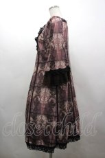 画像2: OZZ ANGELO / 胸元レース&総柄半袖ワンピース  ボルドー I-26-03-16-086-OO-OP-SA-ZI (2)