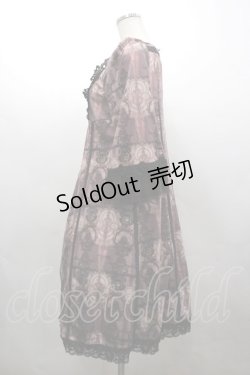 画像2: OZZ ANGELO / 胸元レース&総柄半袖ワンピース  ボルドー I-26-03-16-086-OO-OP-SA-ZI