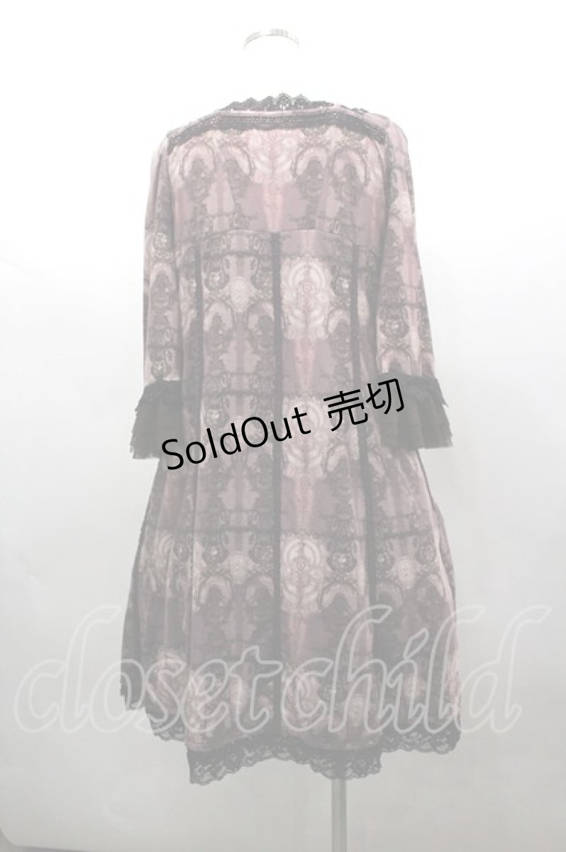 画像3: OZZ ANGELO / 胸元レース&総柄半袖ワンピース  ボルドー I-26-03-16-086-OO-OP-SA-ZI (3)