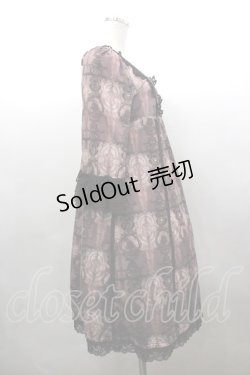 画像4: OZZ ANGELO / 胸元レース&総柄半袖ワンピース  ボルドー I-26-03-16-086-OO-OP-SA-ZI