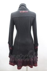 画像3: Ozz Croce / フロント編み上げハイネック長袖ワンピース  黒Ｘボルドー I-26-03-16-087-OO-OP-SA-ZI (3)
