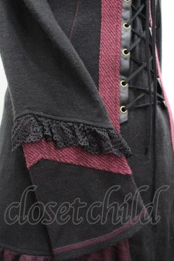 画像6: Ozz Croce / フロント編み上げハイネック長袖ワンピース  黒Ｘボルドー I-26-03-16-087-OO-OP-SA-ZI