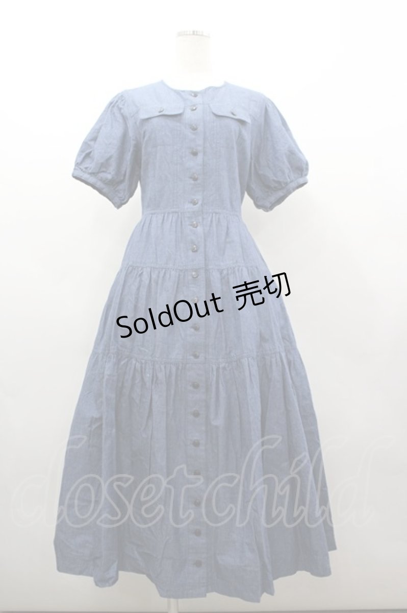 画像1: PINK HOUSE / ティアードワンピース  青 I-26-03-16-088-LO-OP-SA-ZI (1)