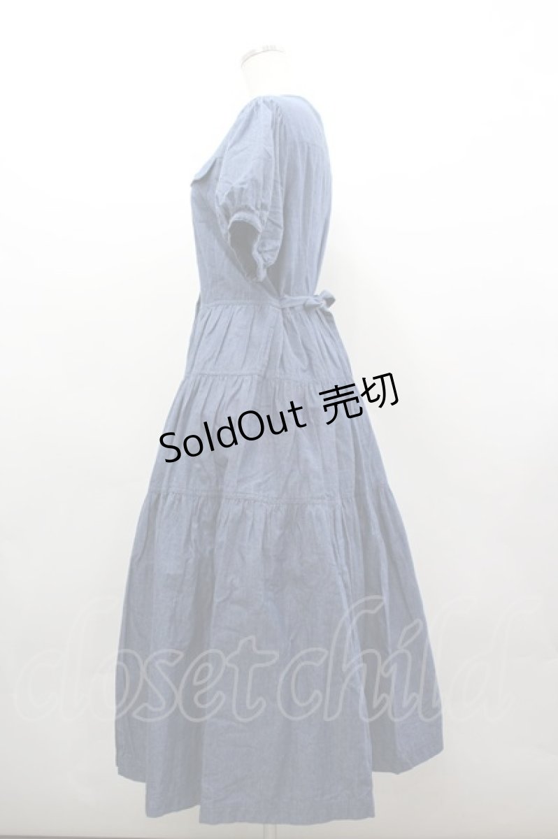 画像2: PINK HOUSE / ティアードワンピース  青 I-26-03-16-088-LO-OP-SA-ZI (2)