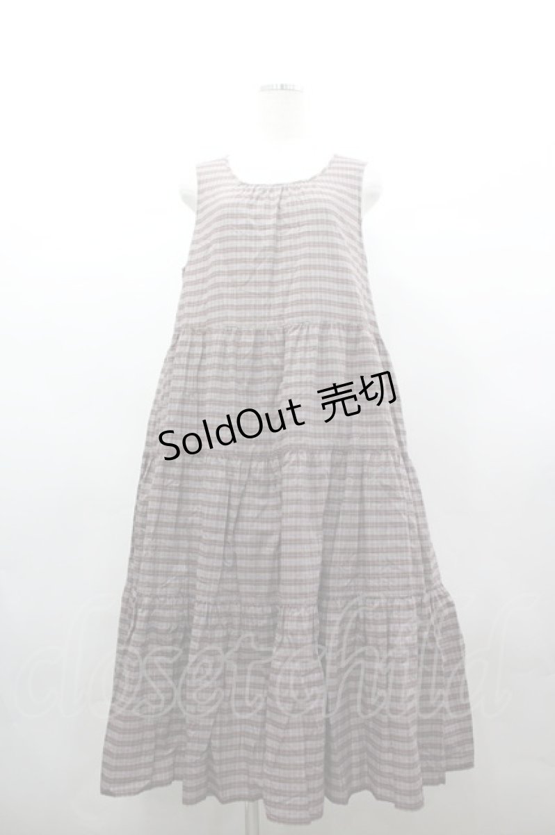 画像1: PINK HOUSE / ローンノースリーブチェックワンピース  黒Ｘ赤チェック I-26-03-16-089-LO-OP-SA-ZI (1)