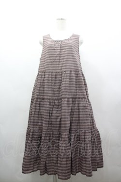 画像1: PINK HOUSE / ローンノースリーブチェックワンピース  黒Ｘ赤チェック I-26-03-16-089-LO-OP-SA-ZI