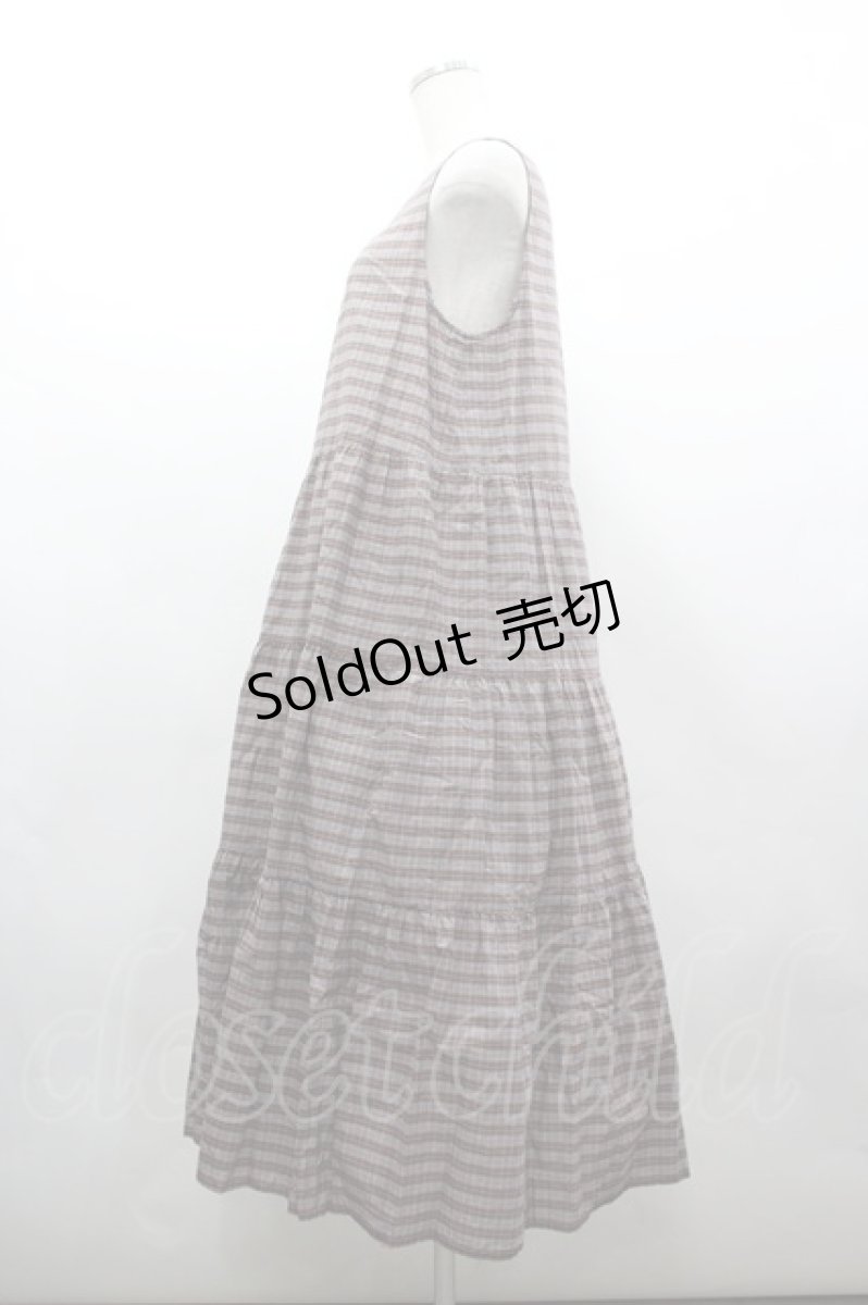 画像2: PINK HOUSE / ローンノースリーブチェックワンピース  黒Ｘ赤チェック I-26-03-16-089-LO-OP-SA-ZI (2)