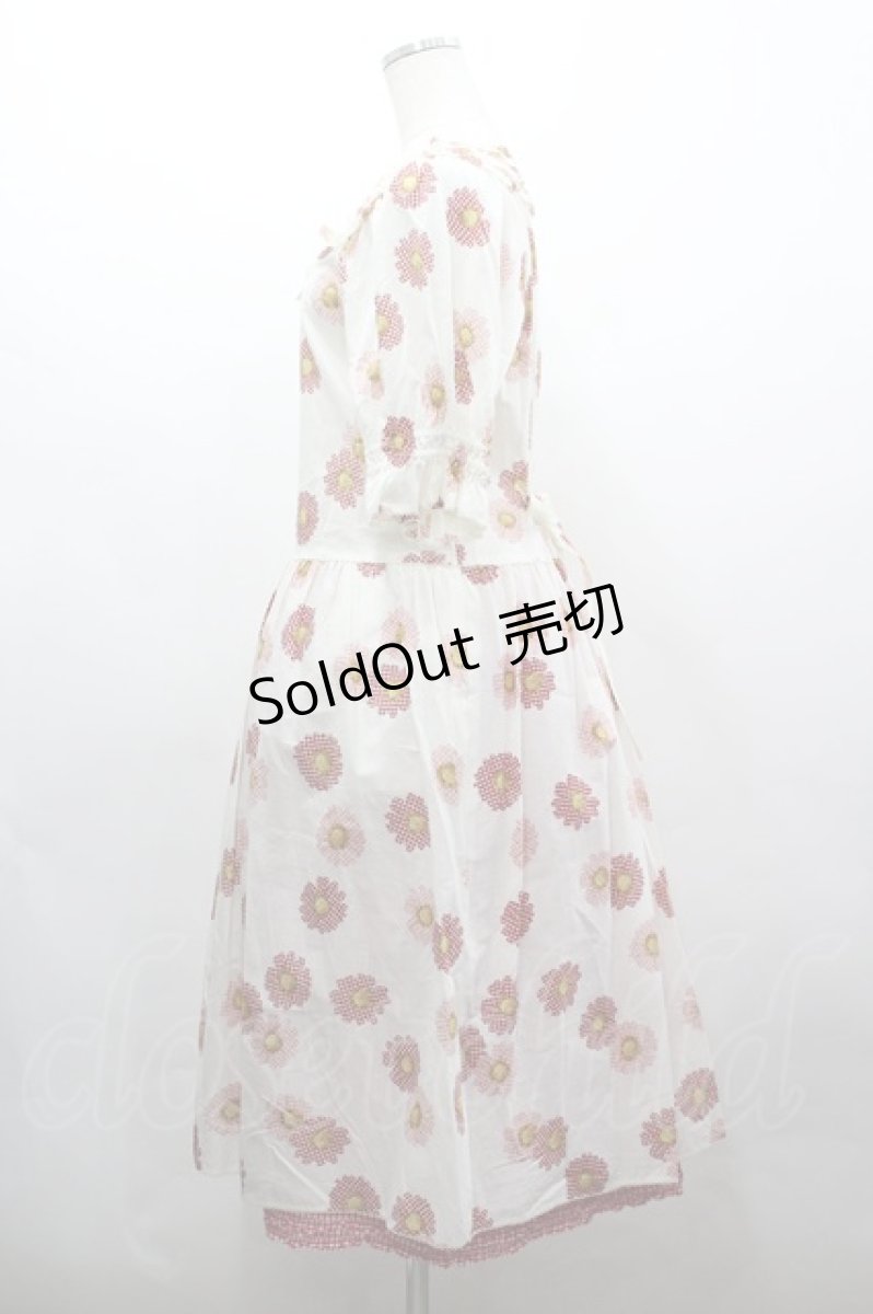 画像2: PINK HOUSE / ギンガムひな菊ワンピース  アイボリーＸ赤 I-26-03-16-094-LO-OP-SA-ZI (2)