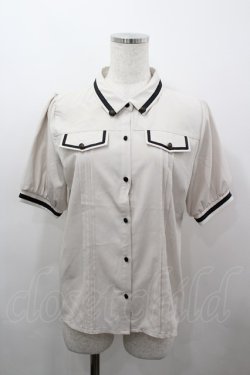 画像1: axes femme / ミリタリー風タイ付ブラウス  ベージュＸ黒 I-26-03-16-002-AX-BL-SA-ZI