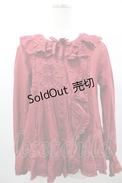 画像1: PINK HOUSE / リボンピンタック長袖ブラウス  赤 I-26-03-16-012-LO-BL-SA-ZI