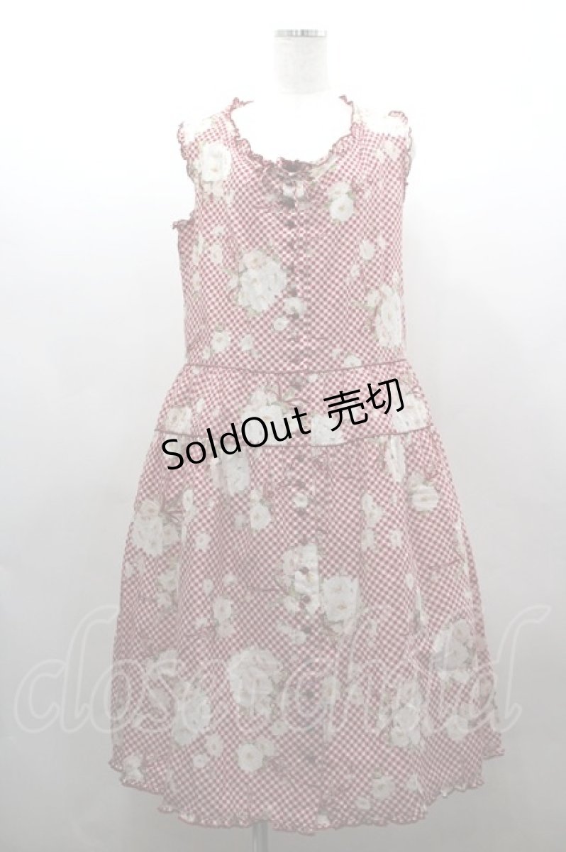 画像1: PINK HOUSE / 野ばらギンガムプリントノースリーブワンピース  赤チェックＸ白 I-26-03-16-098-LO-OP-SA-ZI (1)