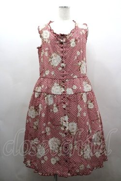 画像1: PINK HOUSE / 野ばらギンガムプリントノースリーブワンピース  赤チェックＸ白 I-26-03-16-098-LO-OP-SA-ZI