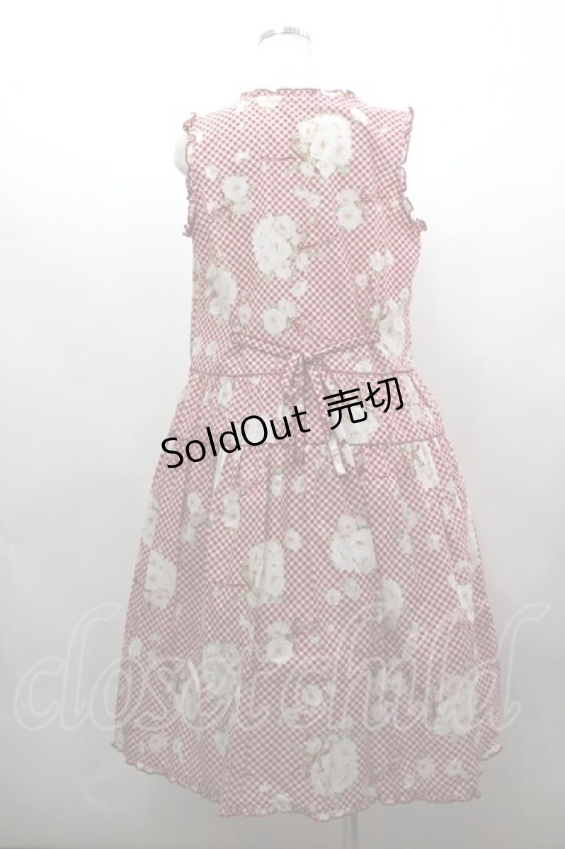 画像3: PINK HOUSE / 野ばらギンガムプリントノースリーブワンピース  赤チェックＸ白 I-26-03-16-098-LO-OP-SA-ZI (3)