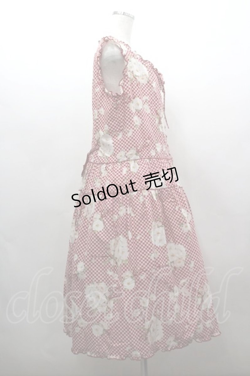 画像4: PINK HOUSE / 野ばらギンガムプリントノースリーブワンピース  赤チェックＸ白 I-26-03-16-098-LO-OP-SA-ZI (4)
