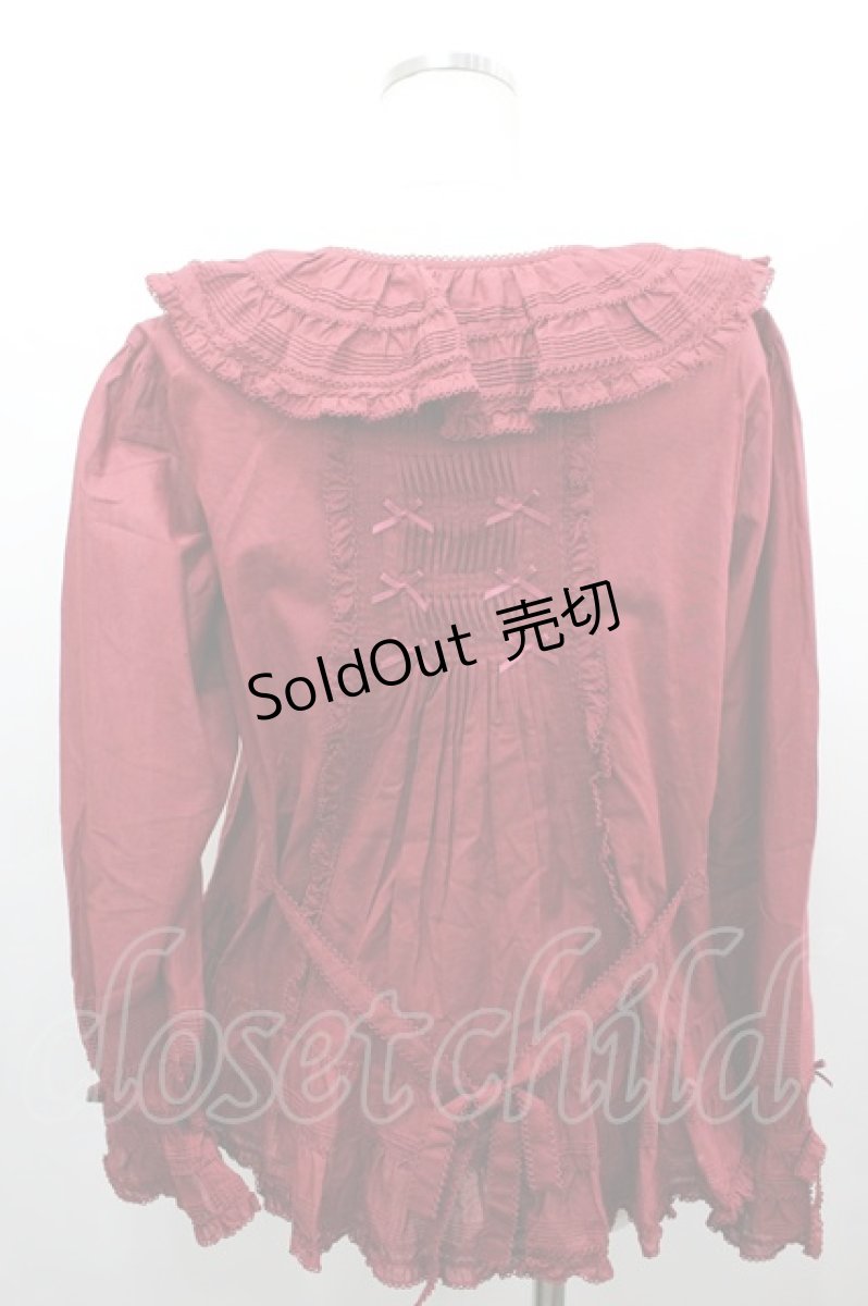 画像3: PINK HOUSE / リボンピンタック長袖ブラウス  赤 I-26-03-16-012-LO-BL-SA-ZI (3)