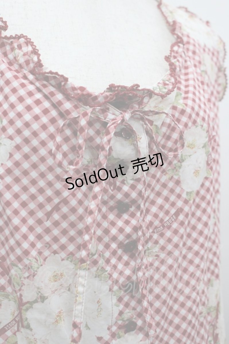 画像5: PINK HOUSE / 野ばらギンガムプリントノースリーブワンピース  赤チェックＸ白 I-26-03-16-098-LO-OP-SA-ZI (5)
