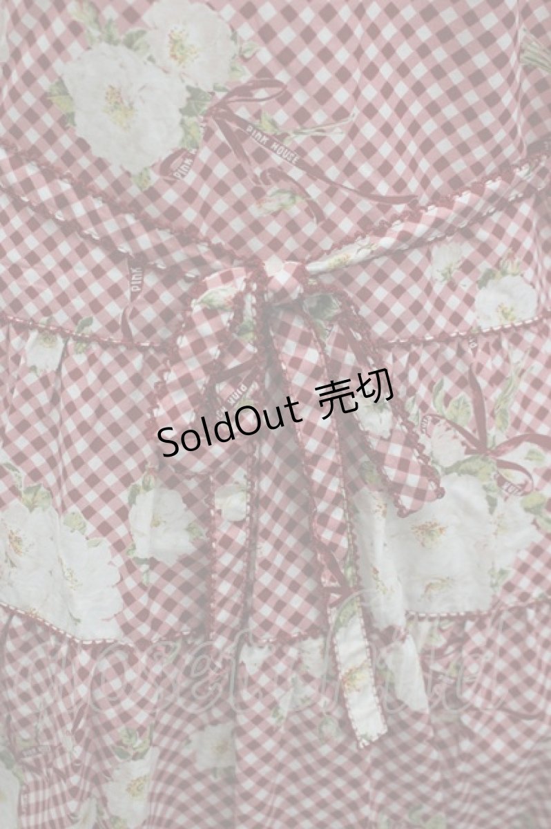 画像6: PINK HOUSE / 野ばらギンガムプリントノースリーブワンピース  赤チェックＸ白 I-26-03-16-098-LO-OP-SA-ZI (6)