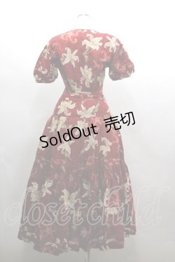 画像3: INGEBORG / 百合柄半袖ワンピース  赤Ｘ白 I-26-03-16-099-LO-OP-SA-ZI