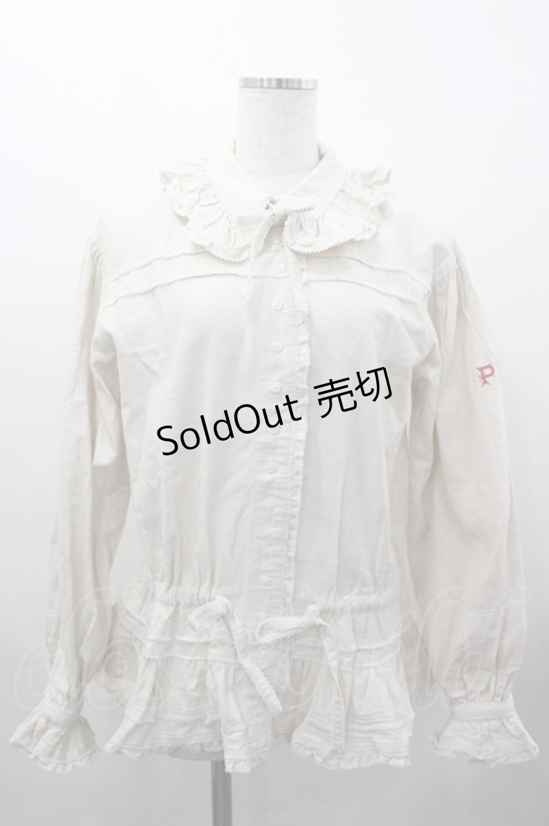 画像1: PINK HOUSE / PH刺繍長袖ブラウス  生成りＸ赤 I-26-03-16-013-LO-BL-SA-ZI (1)