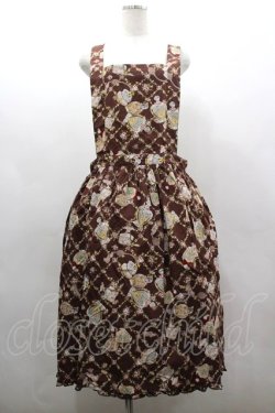 画像1: PINK HOUSE / パフュームプリントサロペットスカート  ブラウン I-26-03-16-106-LO-SK-SA-ZI