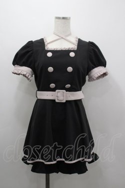 画像1: pium / フリルドーリーセットアップ  黒Ｘピンク I-26-03-16-107-0-OP-SA-ZI