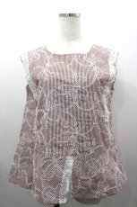 画像1: INGEBORG / ストライプアイレットリボン刺繍ブラウス 3(サイズ9号) 赤Ｘ白 I-26-03-16-014-LO-BL-SA-ZI (1)