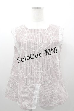 画像1: INGEBORG / ストライプアイレットリボン刺繍ブラウス 3(サイズ9号) 赤Ｘ白 I-26-03-16-014-LO-BL-SA-ZI