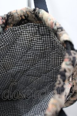 画像3: PINK HOUSE / ローズブーケプリント巾着バッグ  黒Ｘピンク I-26-03-16-110-LO-BG-SA-ZI