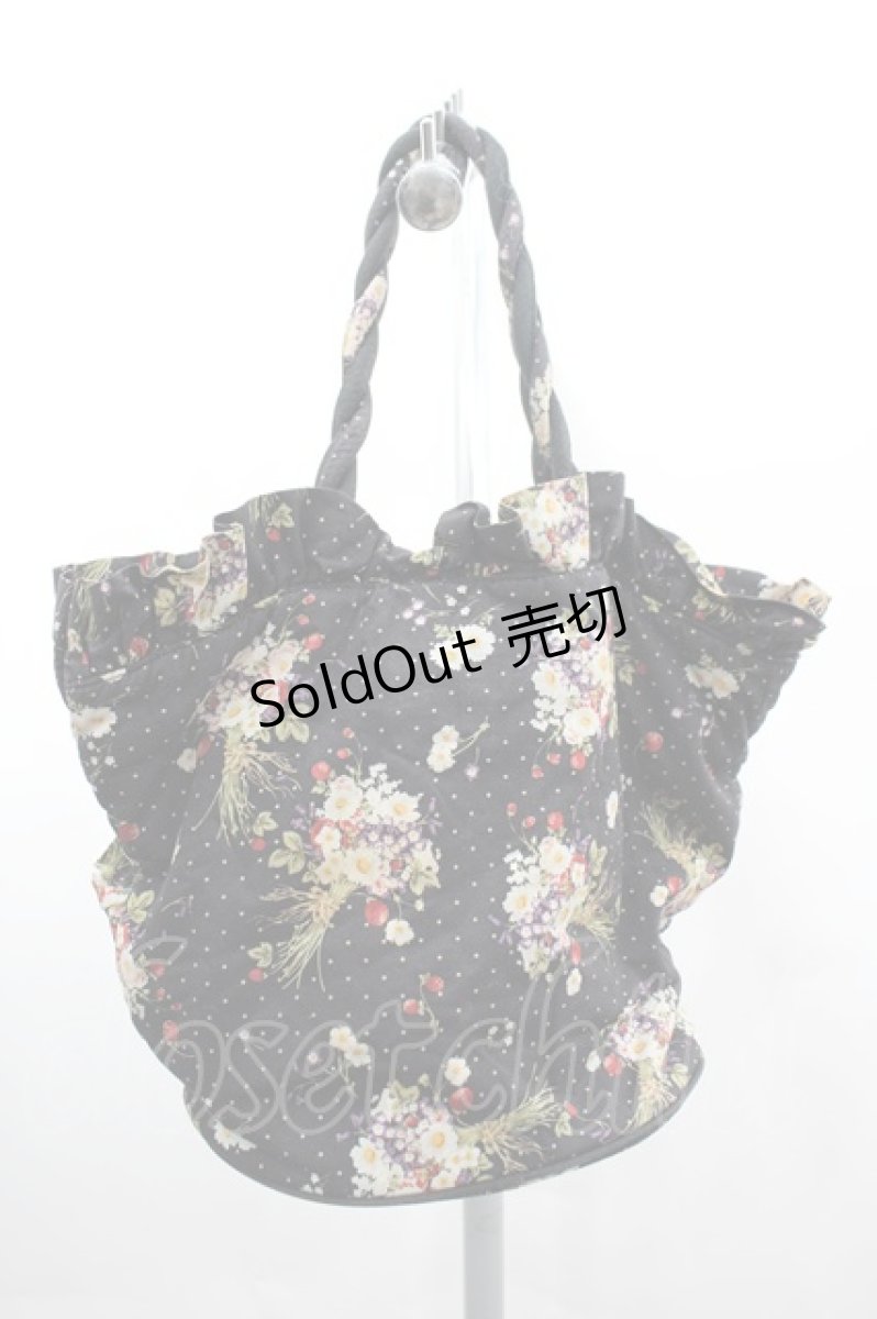 画像2: PINK HOUSE / いちごフラワーブーケ総柄ミニバッグ  黒 I-26-03-16-113-LO-BG-SA-ZI (2)