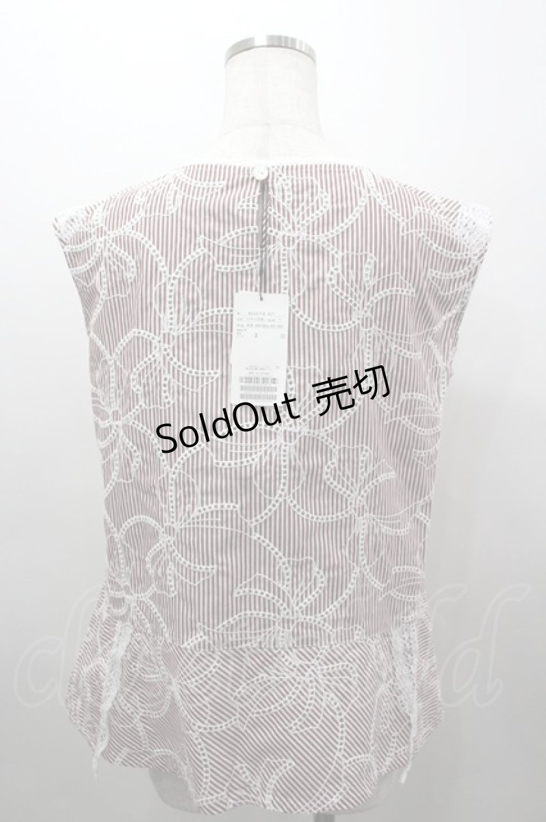 画像3: INGEBORG / ストライプアイレットリボン刺繍ブラウス 3(サイズ9号) 赤Ｘ白 I-26-03-16-014-LO-BL-SA-ZI (3)