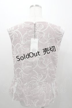 画像3: INGEBORG / ストライプアイレットリボン刺繍ブラウス 3(サイズ9号) 赤Ｘ白 I-26-03-16-014-LO-BL-SA-ZI