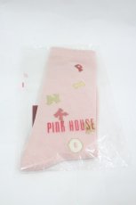 画像1: PINK HOUSE / ロゴアルファベットソックス  ピンク I-26-03-16-117-LO-ZA-SA-ZI (1)