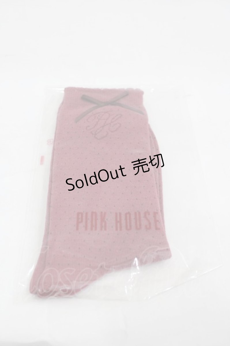 画像1: PINK HOUSE / リボンロゴソックス  ピンク I-26-03-16-119-LO-ZA-SA-ZI (1)
