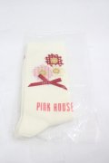 PINK HOUSE / ひな菊コサージュ柄ソックス  白 I-26-03-16-120-LO-ZA-SA-ZI