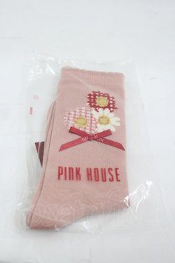 画像1: PINK HOUSE / ひな菊コサージュ柄ソックス  ピンク I-26-03-16-121-LO-ZA-SA-ZI