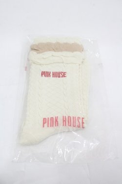 画像1: PINK HOUSE / ロゴ入り配色フリルソックス  アイボリー I-26-03-16-122-LO-ZA-SA-ZI